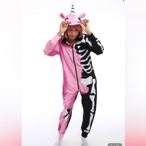 Skeleton unicorn pig adult one piece outfit, pajamas/costume, size xxl